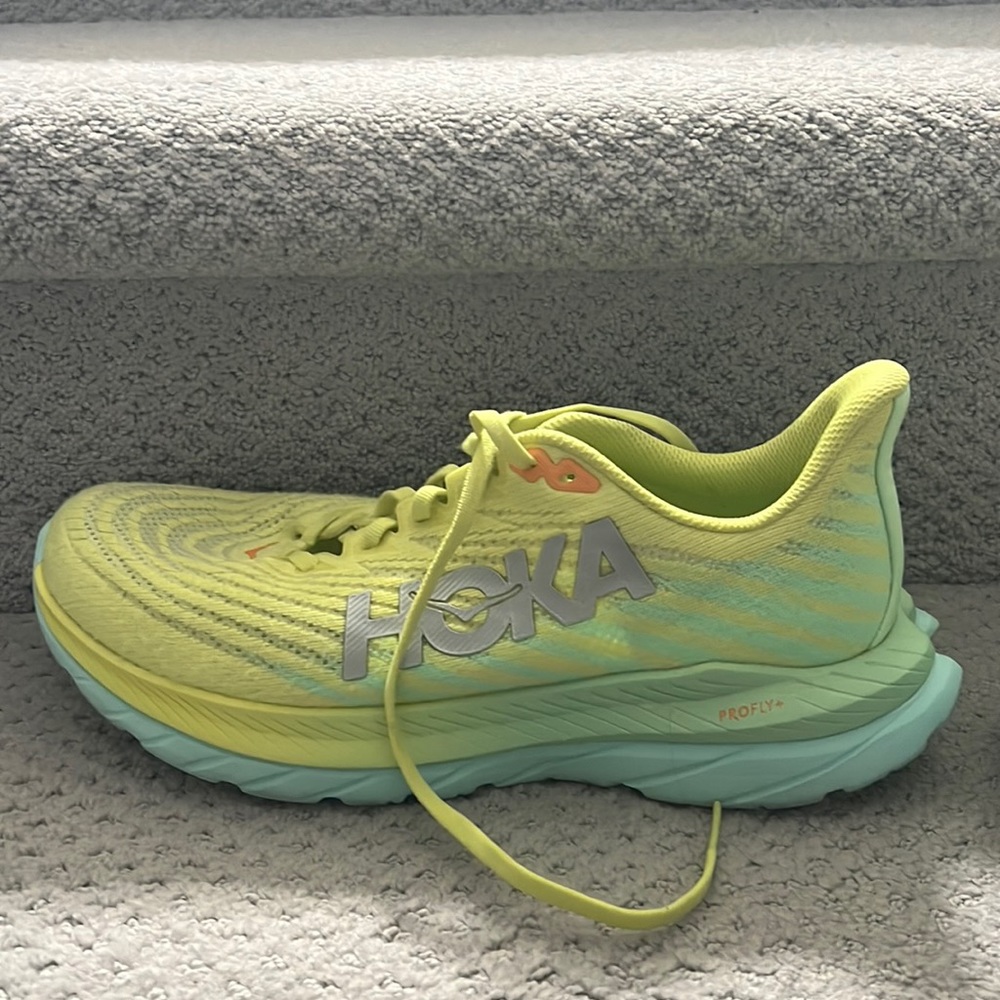 Hoka Mach 5 yellow running shoes